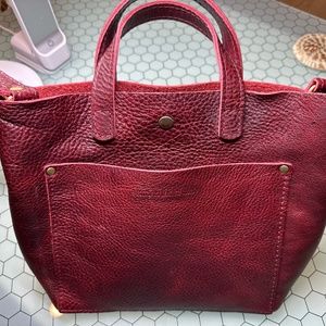Portland Leather Goods Unicorn Mini Crossbody Tote in Oxblood